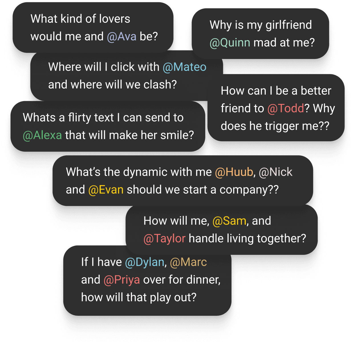 Mirror Social AI prompt suggestions for understanding relationships and compatibility